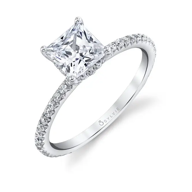 White Gold Princess Cut Classic Engagement Ring