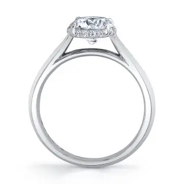 White Gold Oval Cut Hidden Halo Solitaire Engagement Ring - Fae