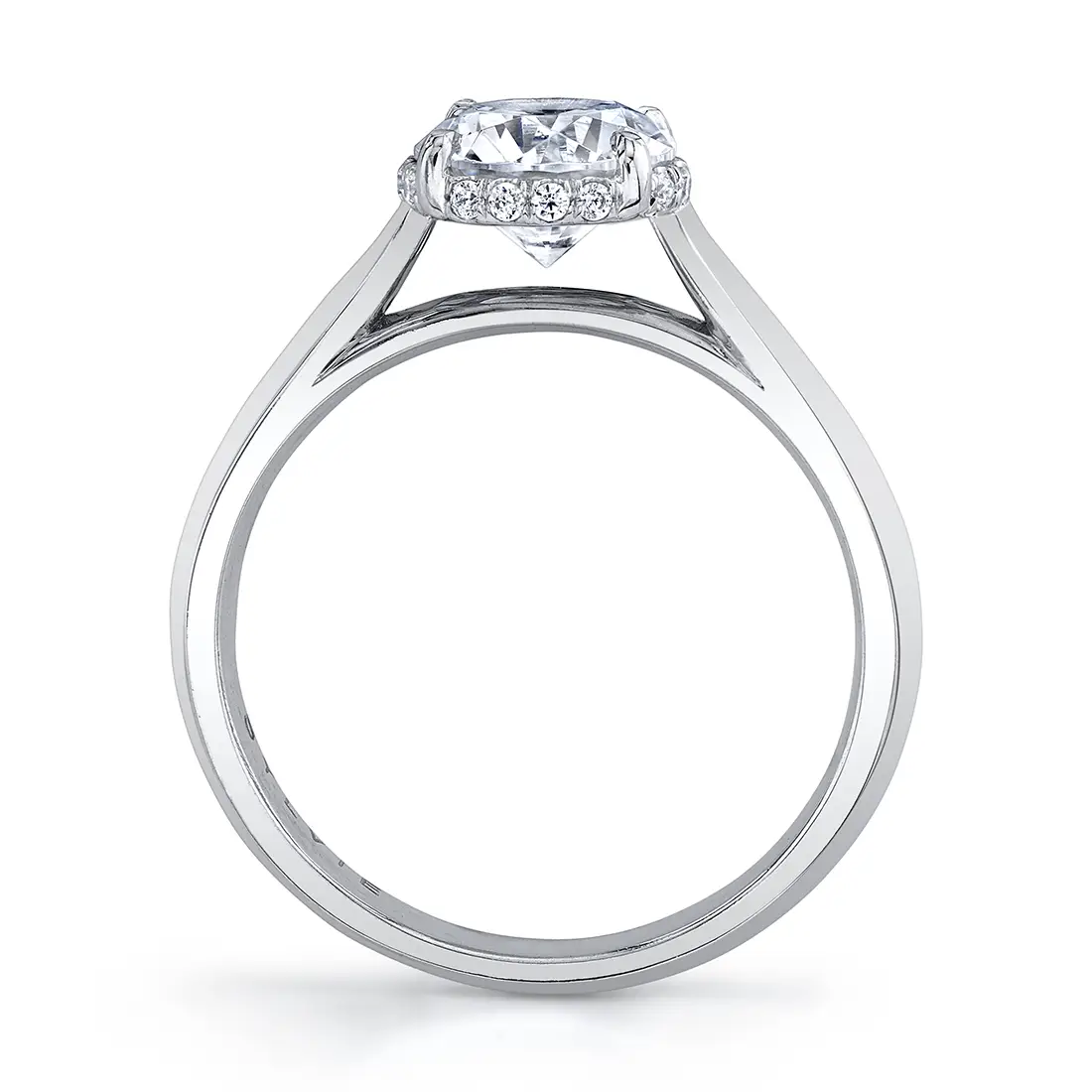 White Gold Princess Cut Hidden Halo Solitaire Engagement Ring - Fae