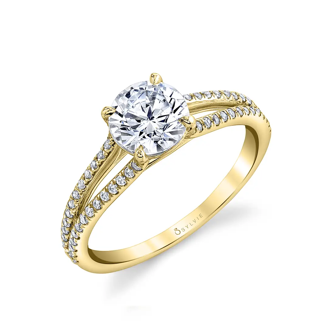 classic split shank halo engagement ring showcases a round simulated  diamond center stone set is set in sterling silver bonded with platinum -  Diamond & Design