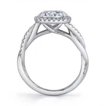 White Gold East-West Oval Engagement Ring with Halo - Isabelle