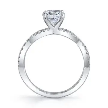 White Gold Round Cut Spiral Engagement Ring - Maribel