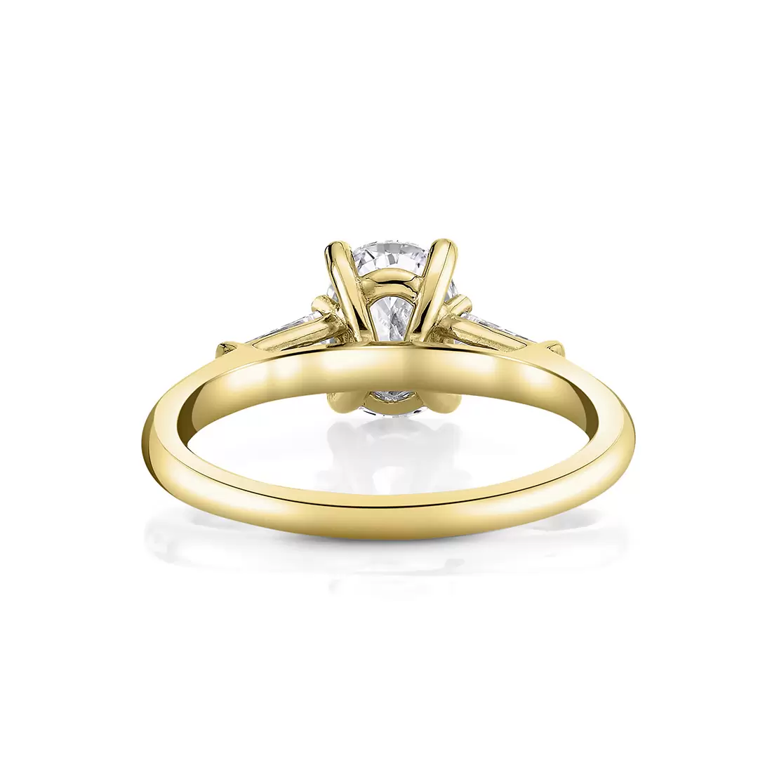 White Gold Oval Cut Three Stone Engagement Ring with Baguettes - Nicolette