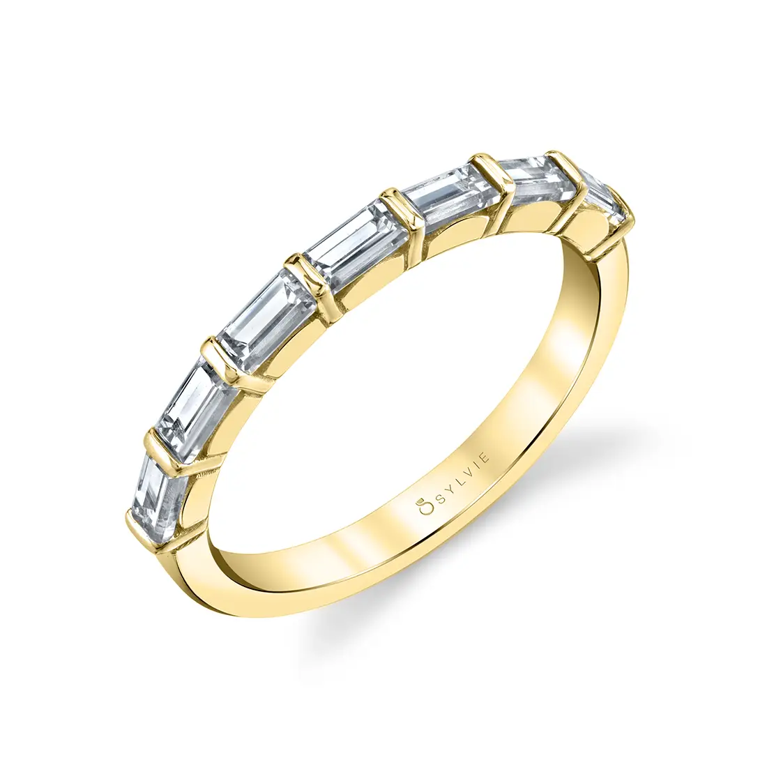White Gold Vintage Baguette Wedding Band