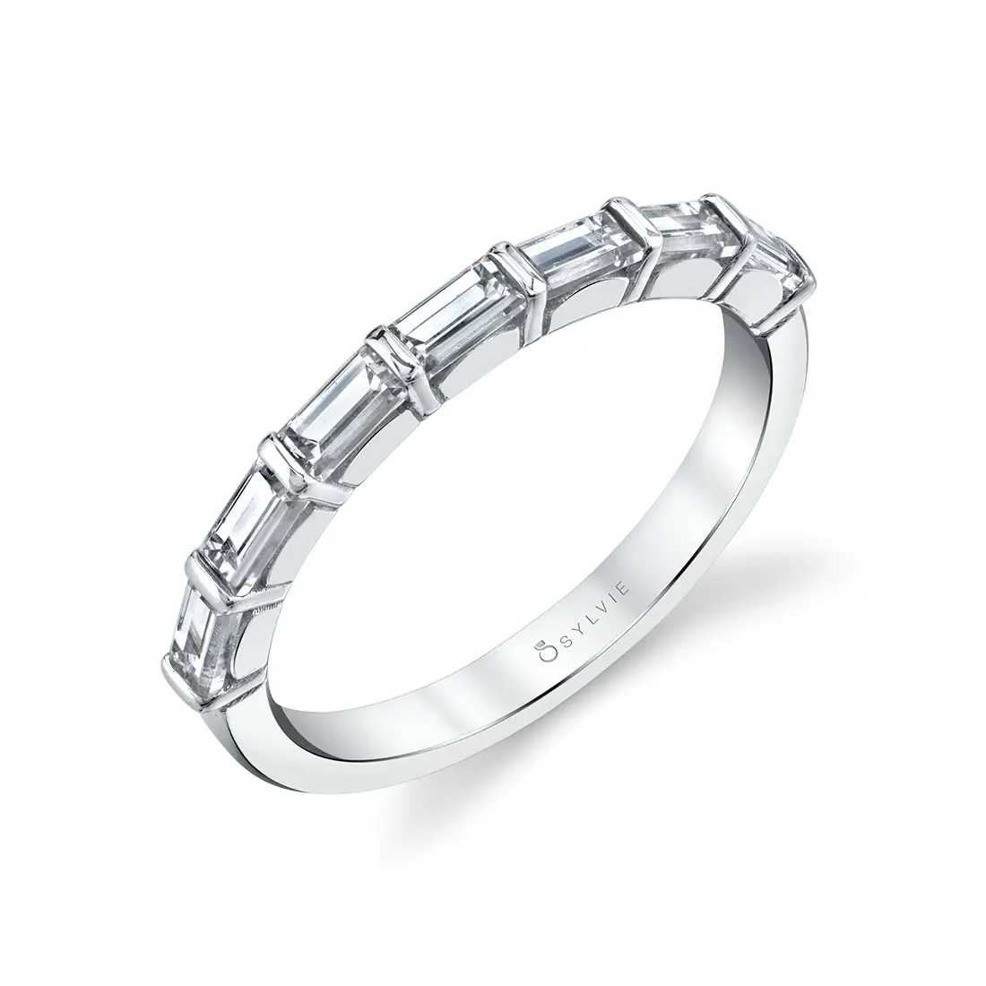 White Gold Vintage Baguette Wedding Band