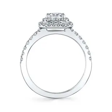 White Gold Cushion Cut Double Halo Engagement Ring - Claudia
