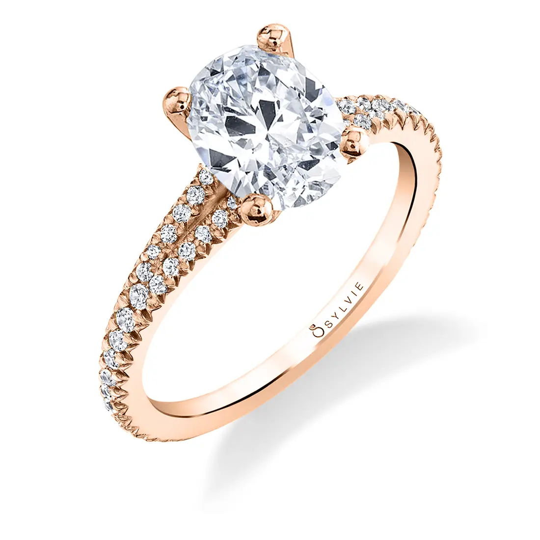 Oval Cut Classic Split Shank Engagement Ring - Romane