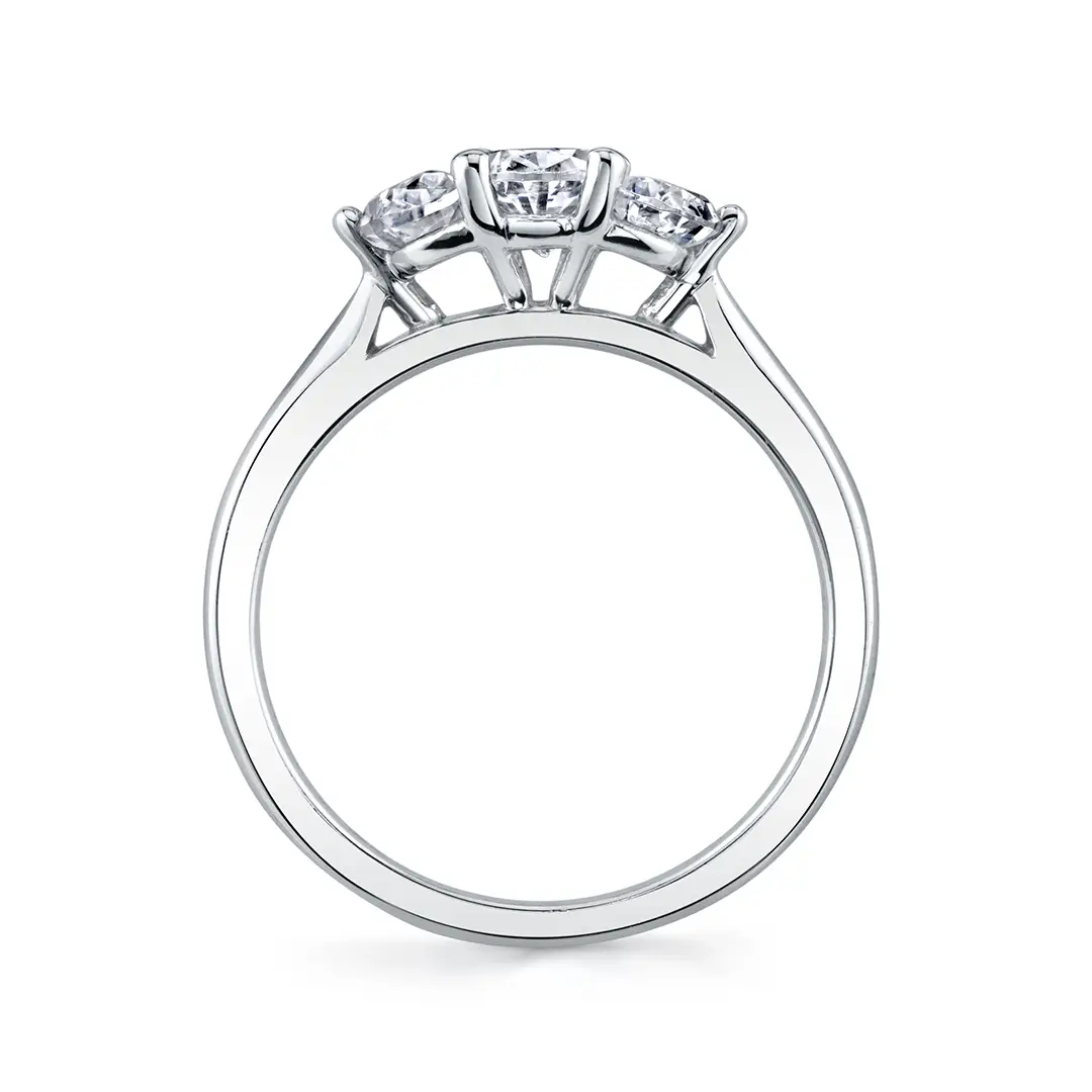 White Gold Cushion Cut Three Stone Engagement Ring - Melisandre