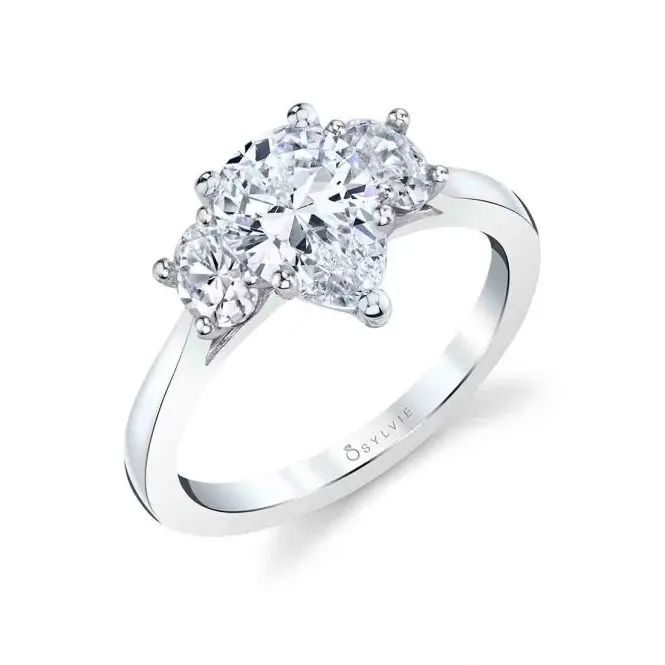 three stone pear engagement ring sylvie 