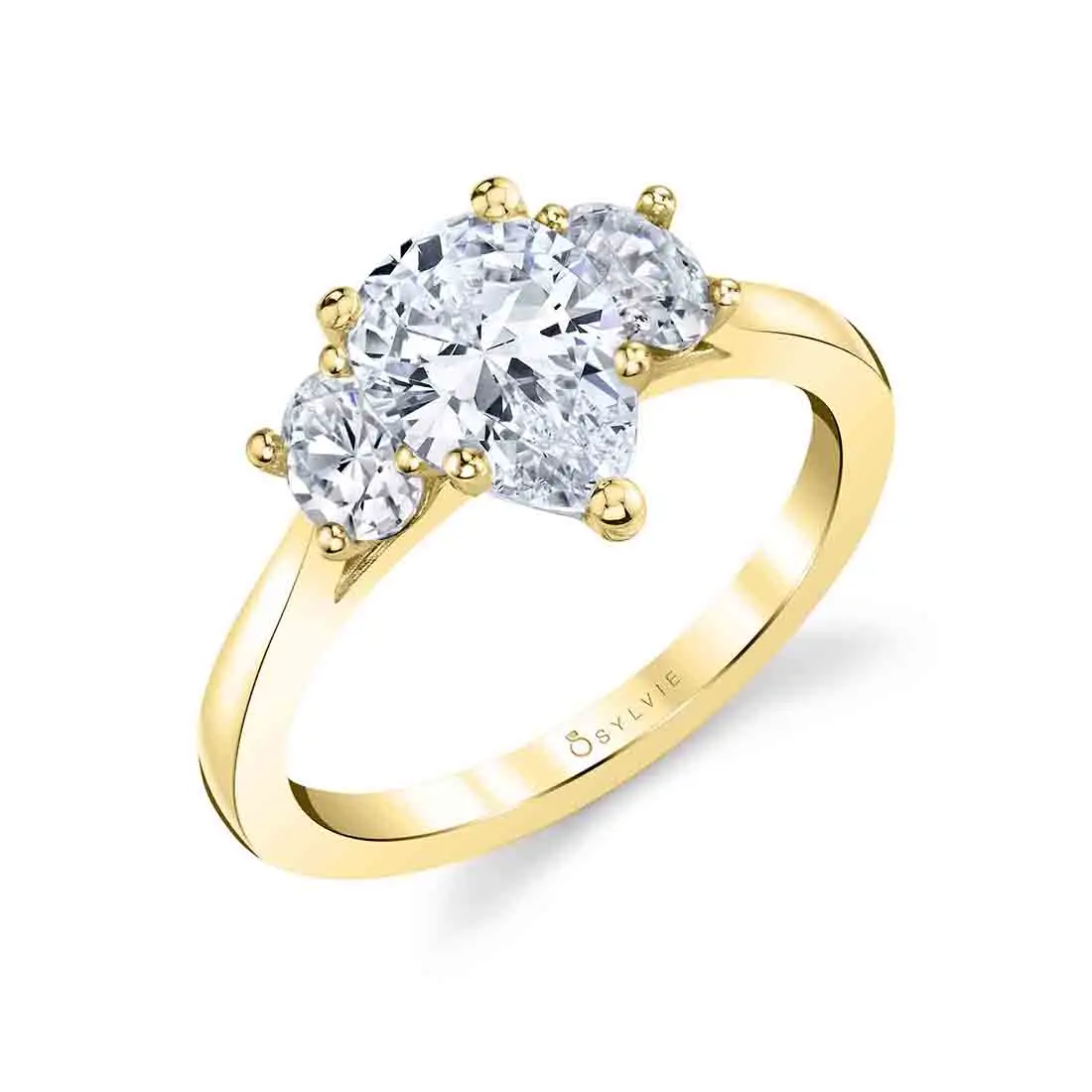 three stone pear engagement ring sylvie