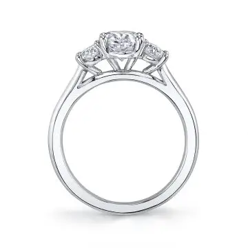 White Gold Three Stone Emerald Cut Engagement Ring - Guinevere