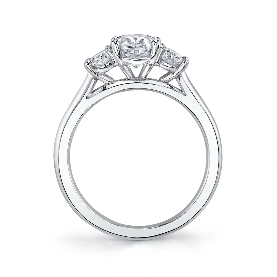 White Gold Three Stone Pear Engagement Ring - Guinevere