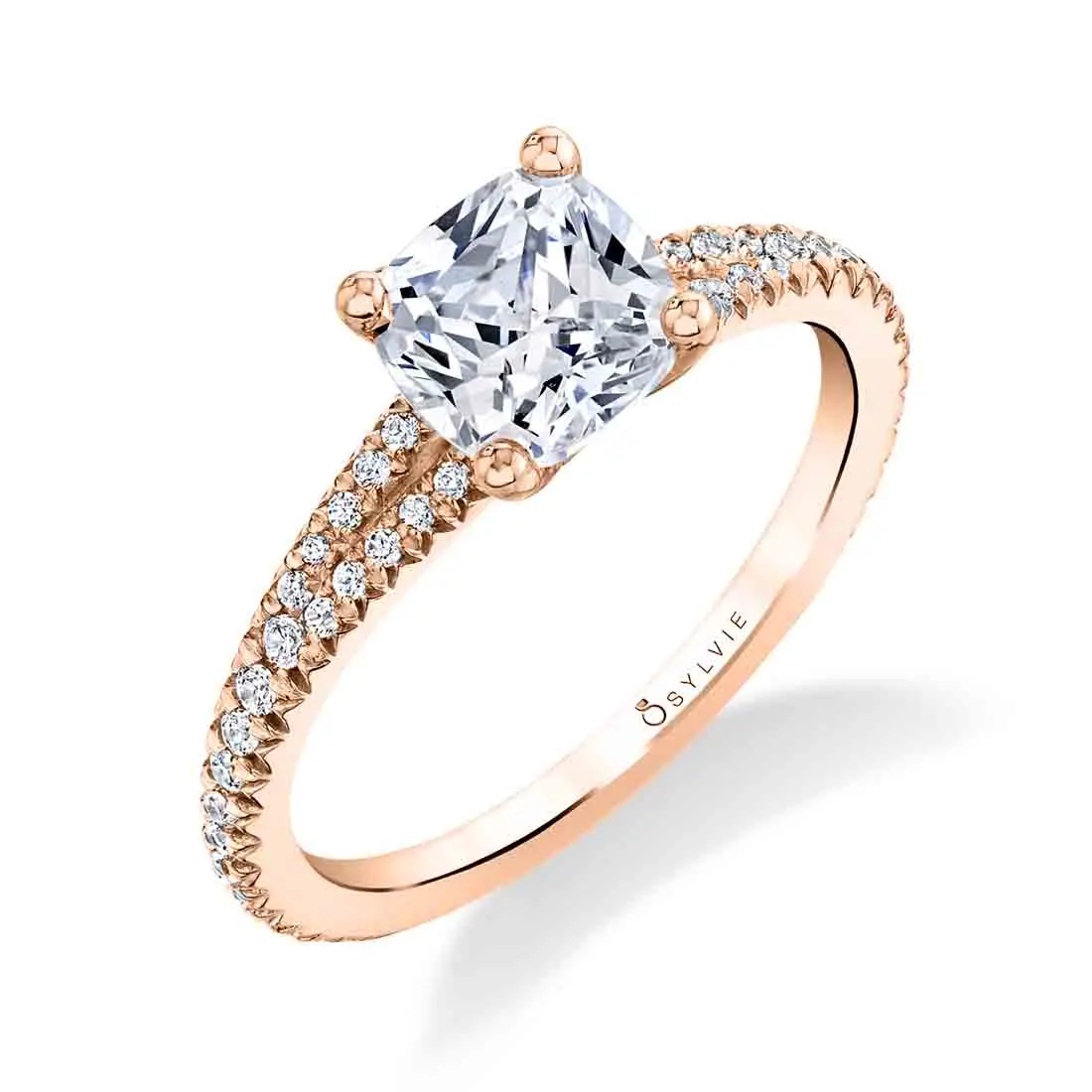 Cushion Cut Classic Split Shank Engagement Ring - Romane