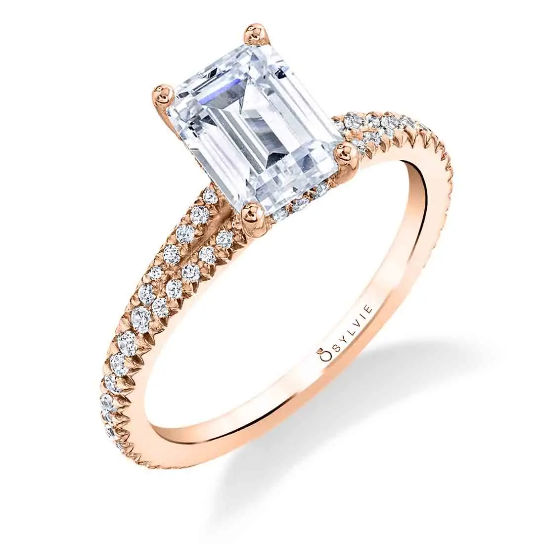 Emerald Cut Classic Split Shank Engagement Ring - Romane