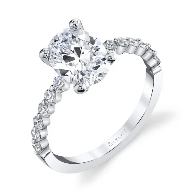 Oval Cut White Gold Classic Engagement Ring - Athena