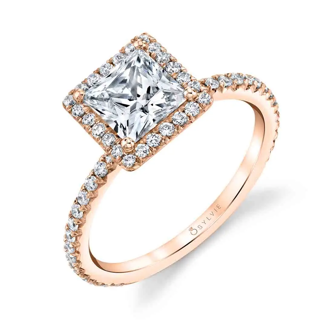 princess cut halo engagement ring