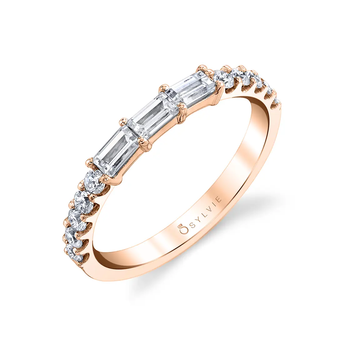 Stackable Baguette Wedding Band