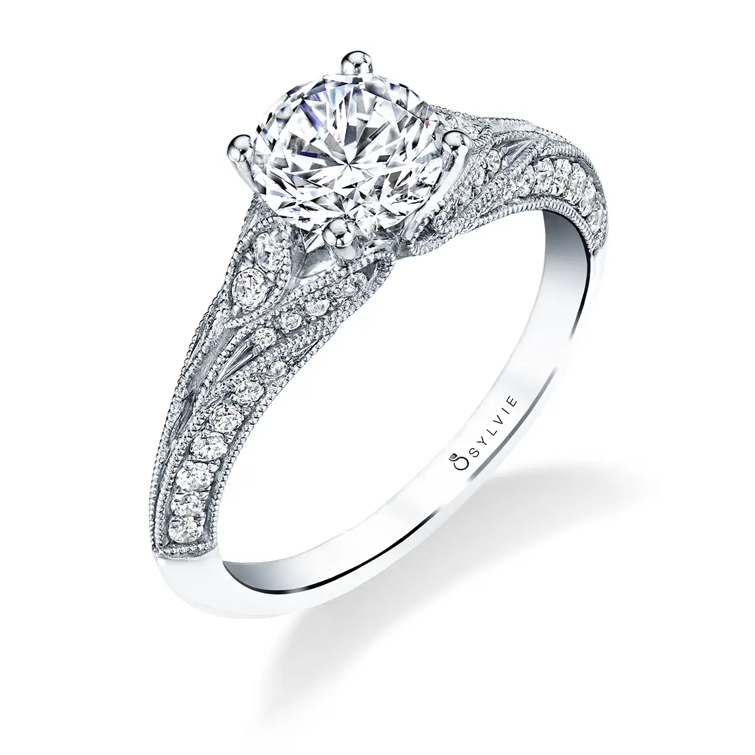Round Cut Antique Engagement Ring Livia Sylvie Jewelry