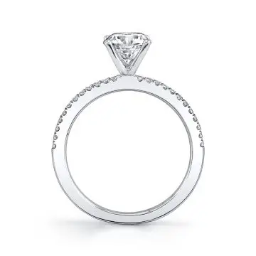 White Gold Round Cut Classic Pave Engagement Ring - Carlotta