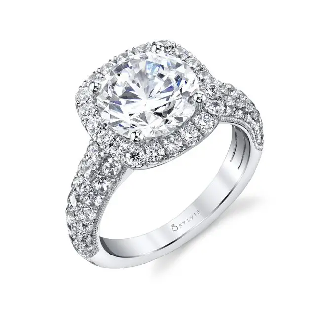 Profile Image of Cushion Halo Engagement Ring in White Gold - Amara