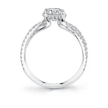 White Gold Round Cut Hidden Halo Engagement Ring - Mia