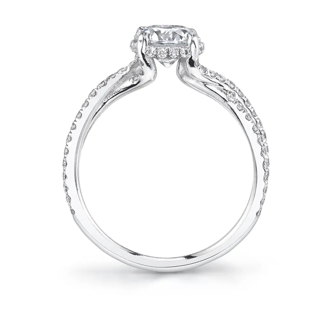 Round Cut Hidden Halo Engagement Ring - Mia