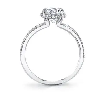 White Gold Round Cut Hidden Halo Ring - Serena