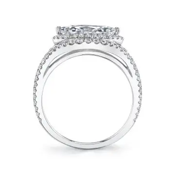 White Gold Marquise Shaped Ring with Halo - Eleanora