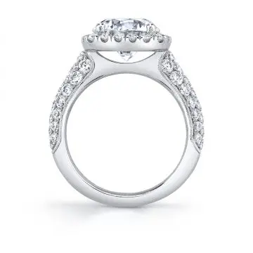 White Gold Round Cut Cushion Halo Engagement Ring - Amara