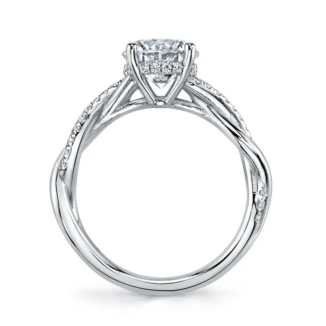 Round Cut Spiral Engagement Ring with Hidden Halo - Claire