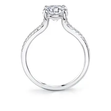 White Gold Round Cut Split Band Engagement Ring - Analia