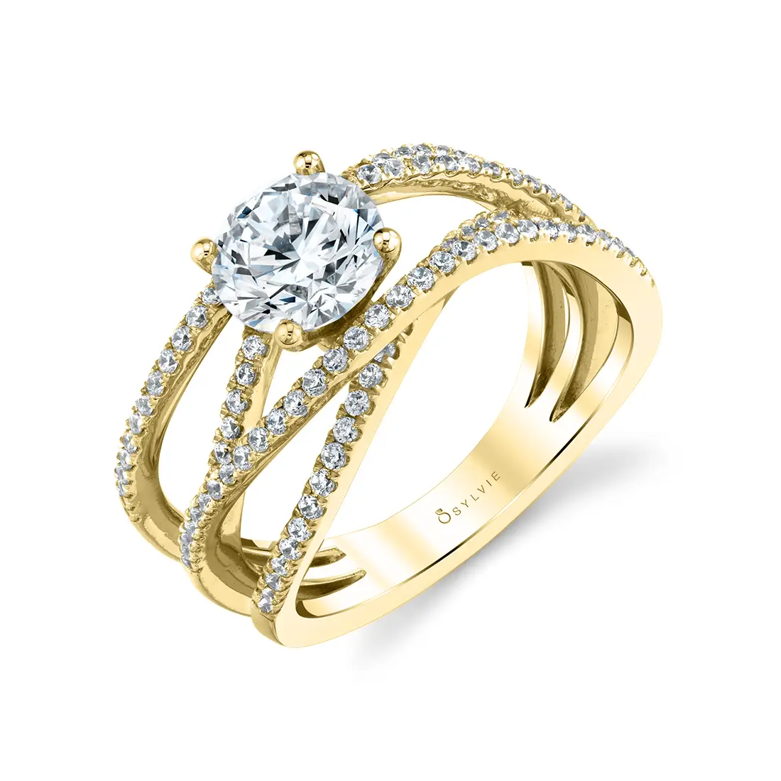 Round Cut Split Shank Engagement Ring - Hannah