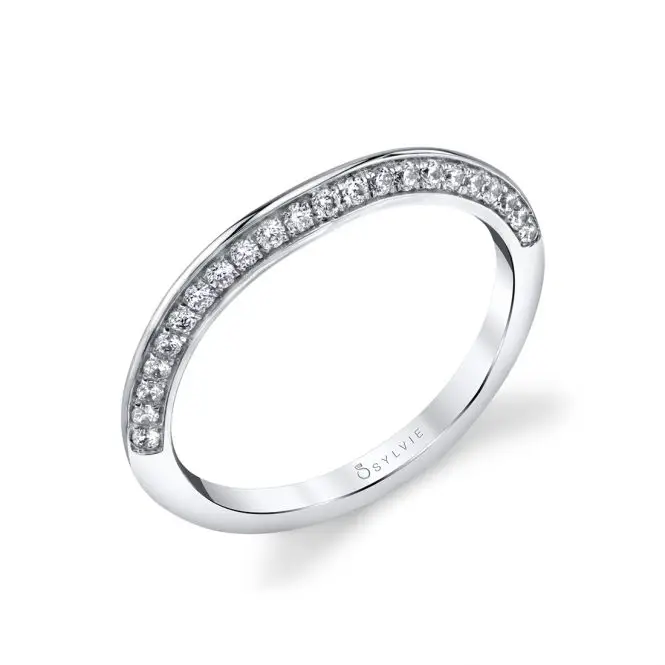 Round Cut Unique Diamond Wedding Band - Livia