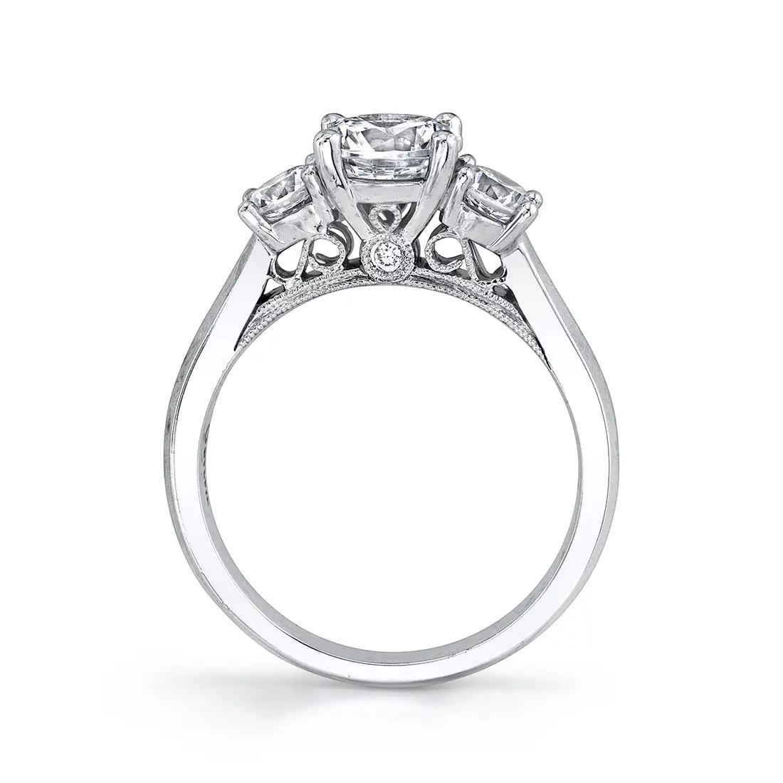 Round Cut Three Stone Engagement Ring - Carmen