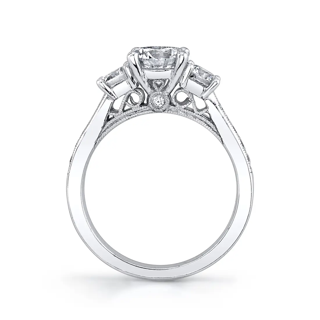 Round Cut Three Stone Engagement Ring - Catarina