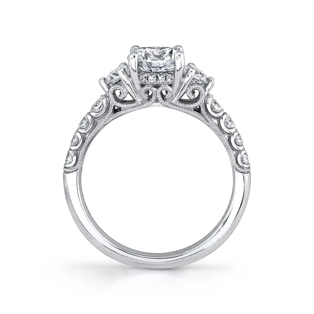 Round Cut Three Stone Engagement Ring - Lara