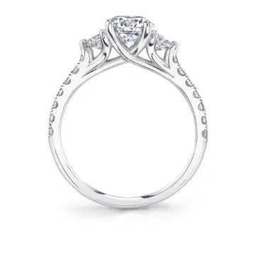 White Gold Round Cut Three Stone Engagement Ring - Tatianna