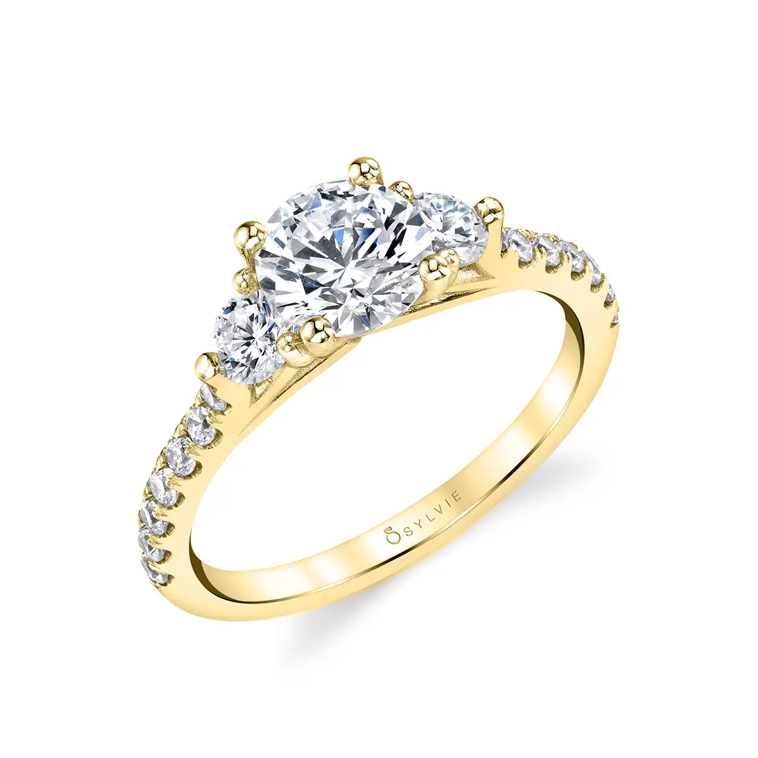 Round Cut Three Stone Engagement Ring - Tatianna