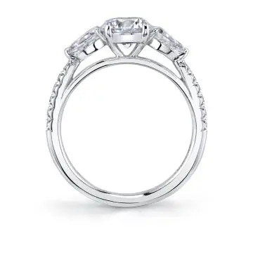 White Gold Princess Cut Three Stone Engagement Ring With Pear Shaped Side Stones - Vanna