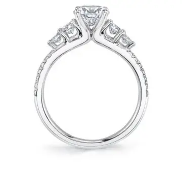 White Gold Round Cut 5 Stone Engagement Ring - Tamara