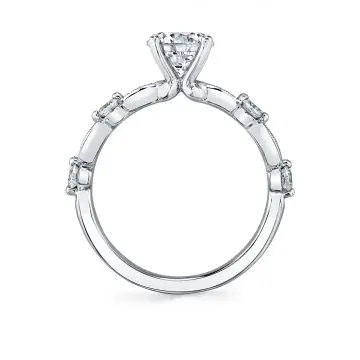 White Gold Antique Style Engagement Ring Setting - Florence
