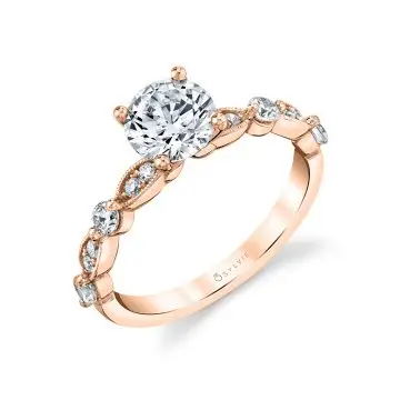 White Gold Antique Style Engagement Ring Setting - Florence