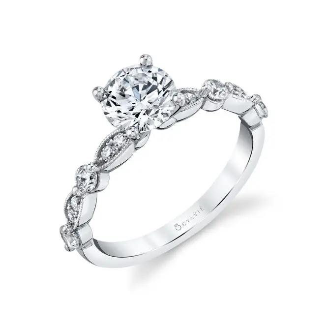 White Gold Antique Style Engagement Ring Setting