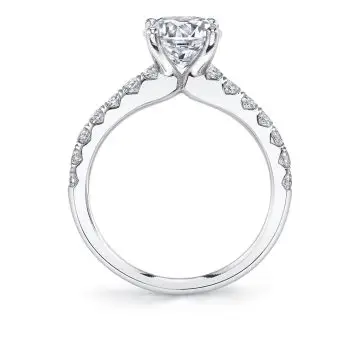 White Gold Round Cut Classic Engagement Ring - Aimee