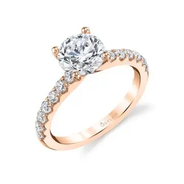 White Gold Round Cut Classic Engagement Ring - Aimee