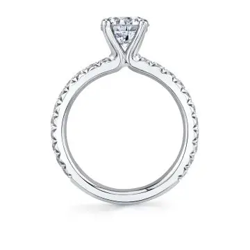 White Gold Round Cut Classic Engagement Ring - Vanessa