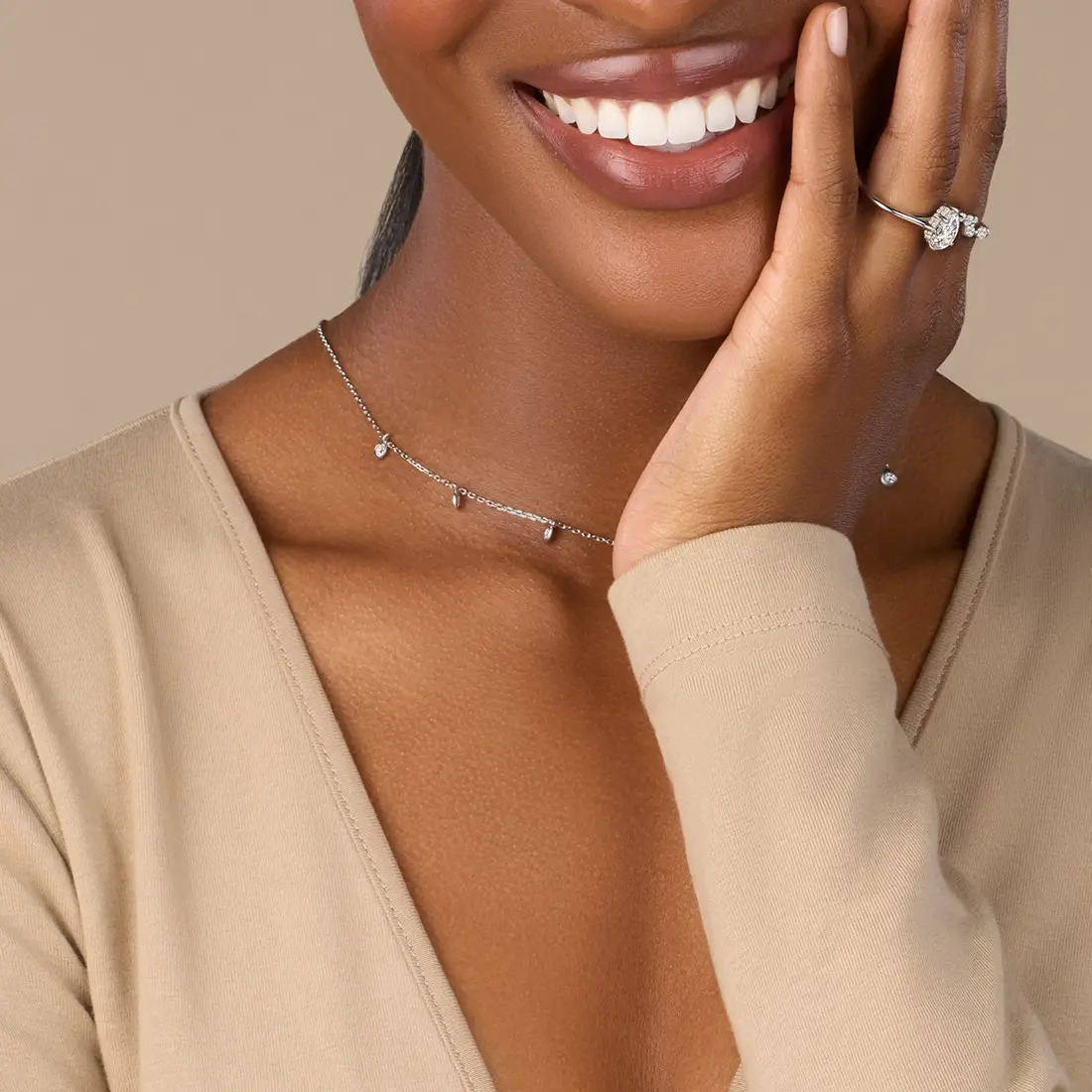White Gold Diamonds by the Yard Necklace - .15 Carats - Lifestyle Image