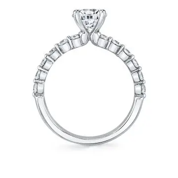 White Gold Round Cut Delicate Engagement Ring - Ivanna