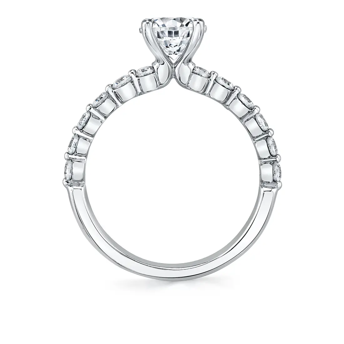 White Gold Round Cut Delicate Engagement Ring - Ivanna