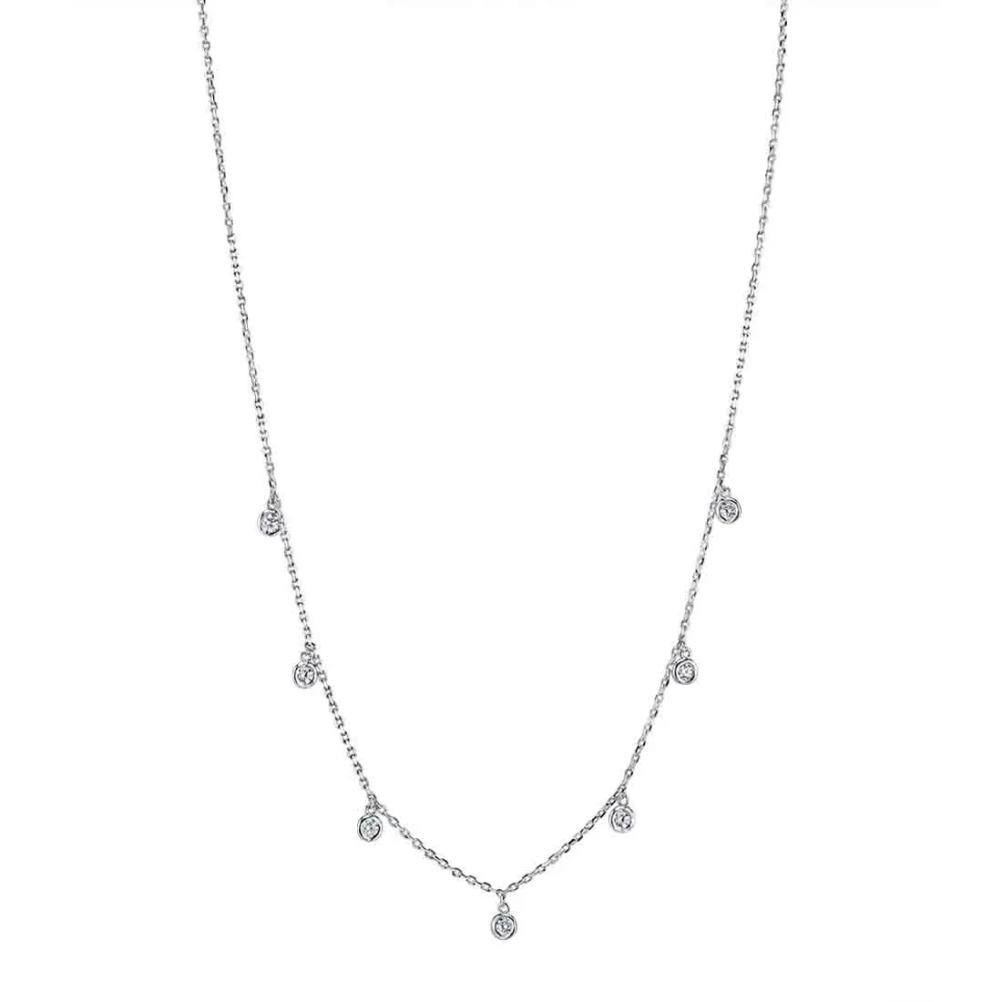 White Gold Diamonds by the Yard Necklace - .15 Carats